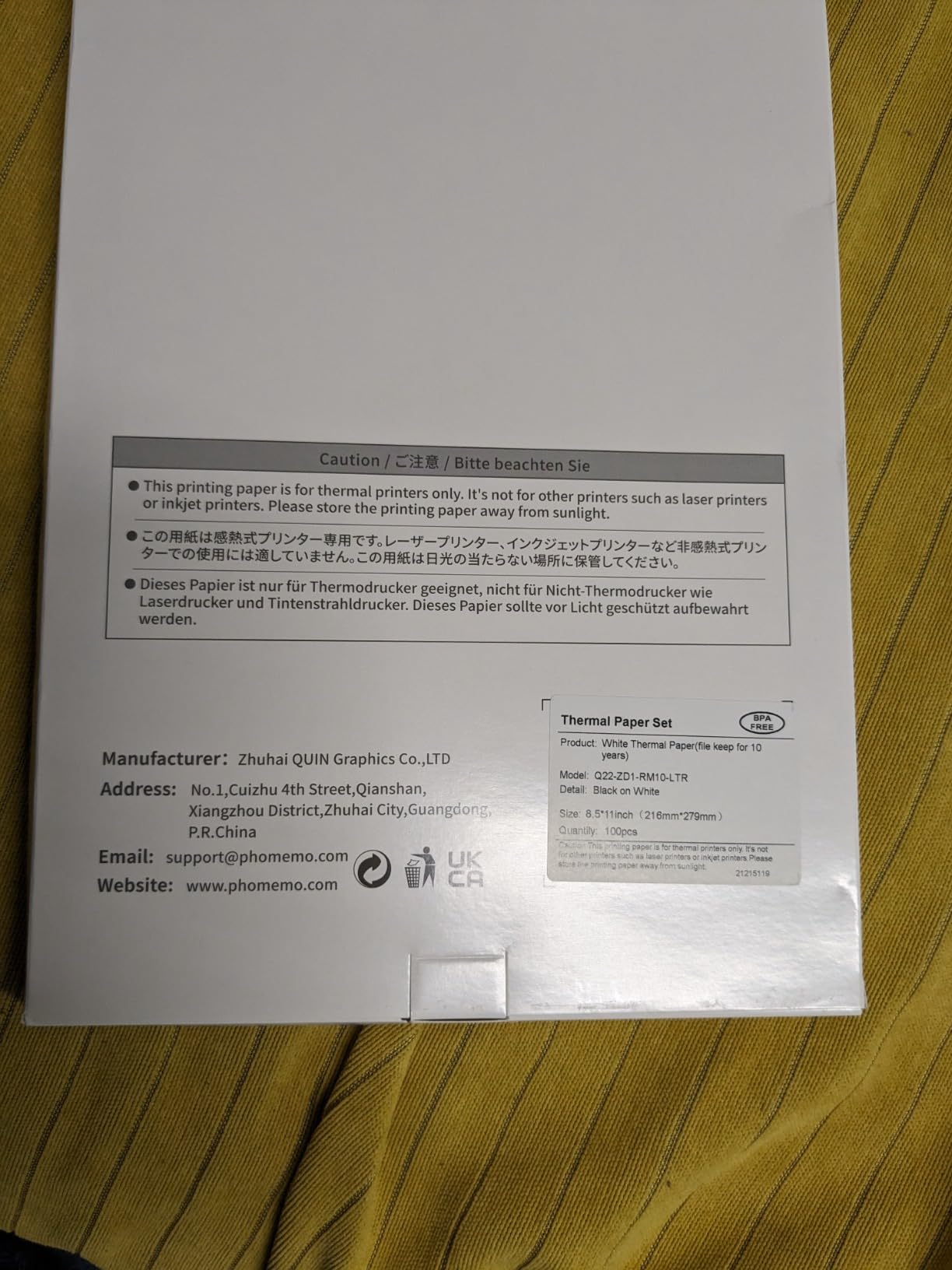 Thermal Labels Carta Termica Pieghevole A4 Compatibile Per Stampanti Portatili Phomemo M08F, PJ762/PJ763MFi, HPRT MT800/MT800Q E Altre Stampanti Portatili A4 – Carta Termica Per Stampa Continua (210 X - Foto 2