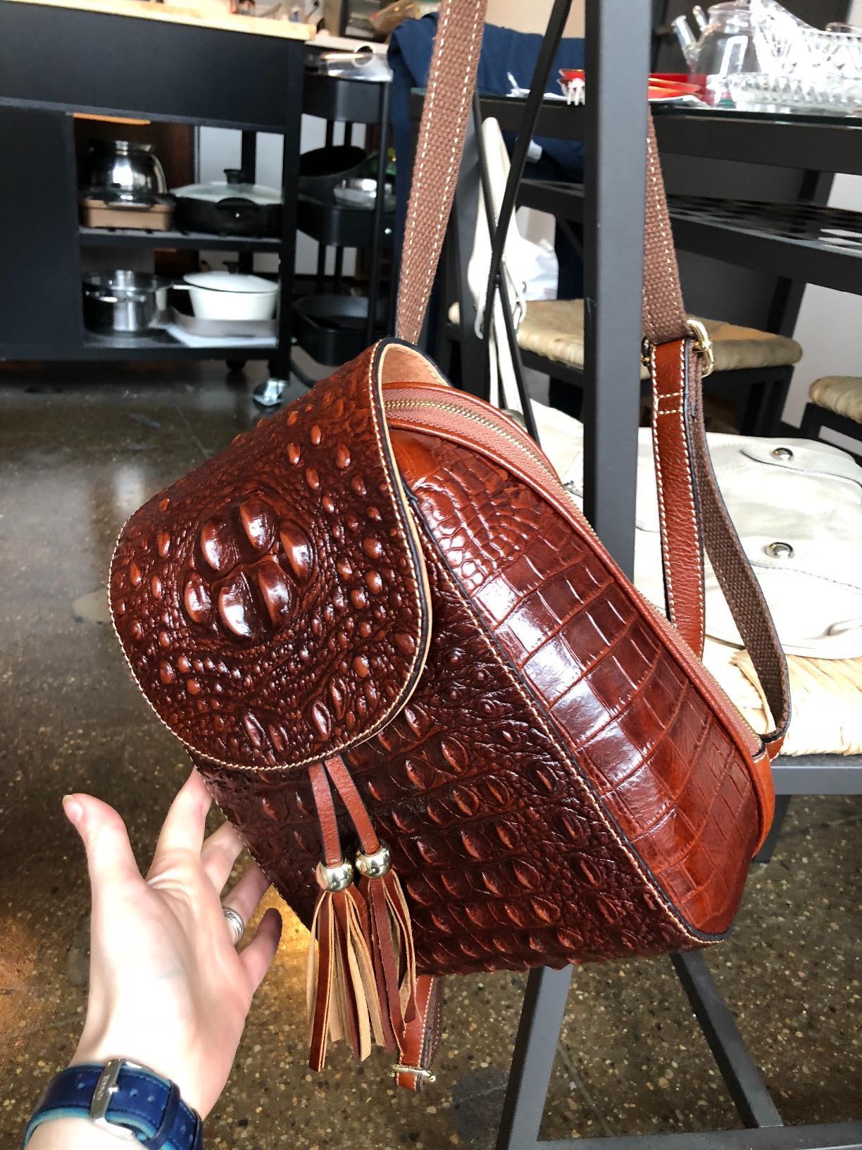 Genuine Leather Backpack Purse for Women Crocodile Leather Rucksack –  PIJUSHI