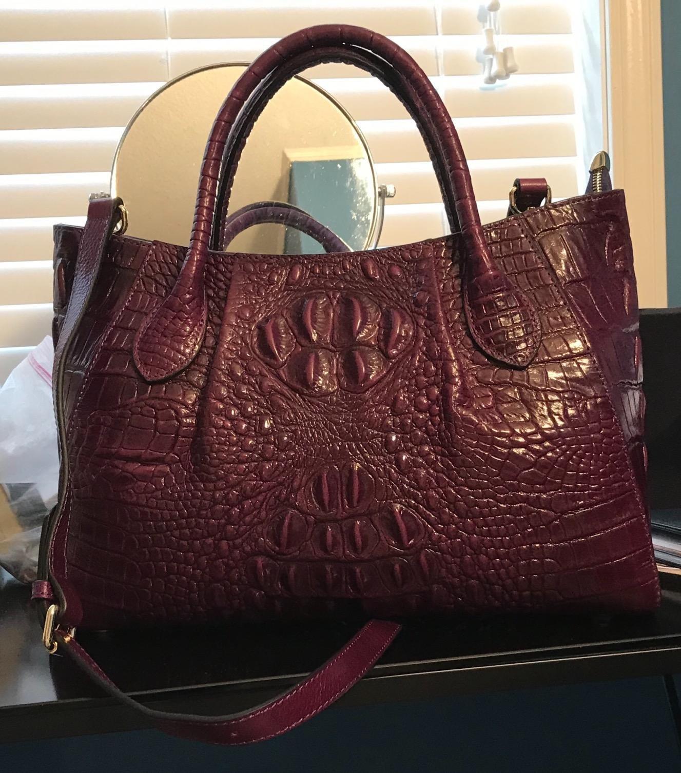  Customer reviews: PIJUSHI Designer Crocodile Handbags for Women  Genuine Leather Purses Top Handle Shoulder Bag (6082 Black)