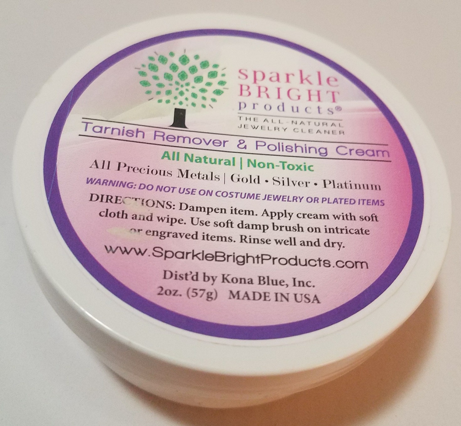 Sparkle Bright Products All-Natural Jewelry Cleaner | Tarnish Remover &  Polishing Cream, 2oz. (57g) | Gold, Silver, & Platinum Precious Metal  Polish